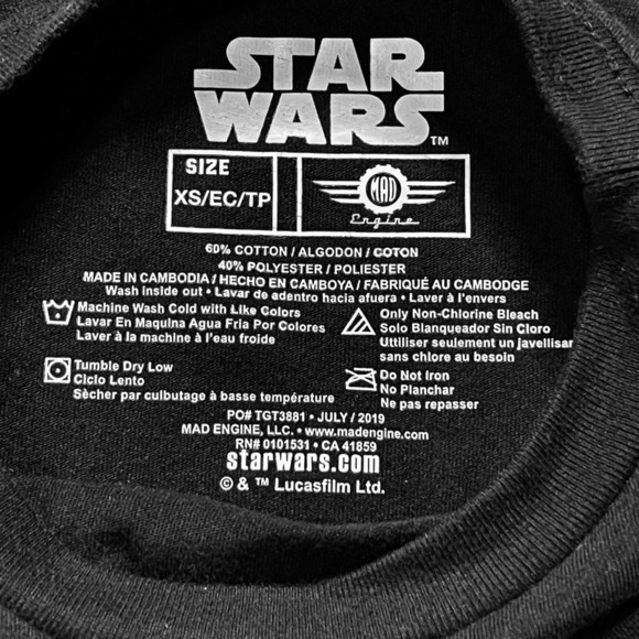 Star Wars & Lucasfilm Mad Engine Kids Black Graphic T-shirt Small Halloween - Picture 6 of 6